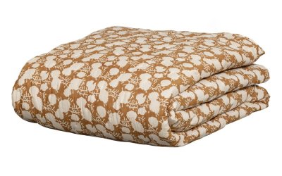 Cuvertură maro/bej din bumbac pentru pat dublu 220×265 cm Foliage – BePureHome