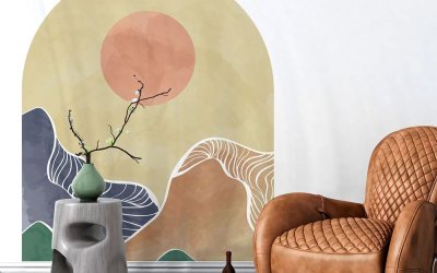 Autocolant de perete 120×140 cm Abstract Rising Sun Arch – Ambiance