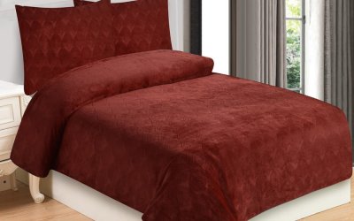 Lenjerie de pat burgundy din micropluș pentru pat de o persoană 140×200 cm – My House