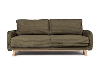 Canapea verde extensibilă cu tapițerie din catifea reiată 218 cm Tori – Bonami Selection