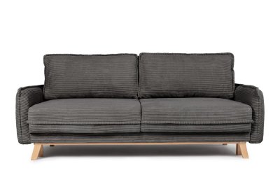 Canapea gri extensibilă cu tapițerie din catifea reiată 218 cm Tori – Bonami Selection