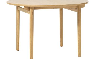 Masă de dining rotundă extensibilă cu aspect de lemn de stejar ø 120 cm Carno – Unique Furniture