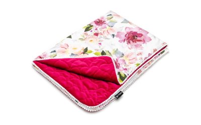 Pătură pentru copii albă/roz din bumbac 80×100 cm Watercolor Flowers – T-TOMI