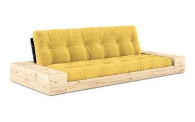 Canapea galbenă extensibilă cu tapițerie din catifea reiată 244 cm Base – Karup Design