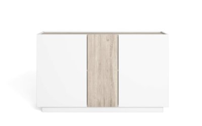 Comodă albă/în culoare naturală cu aspect de lemn de stejar 130×78 cm Udine – Marckeric