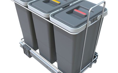 Coș de gunoi de plastic pentru deșeuri selecționate/încorporat 8 + 8 + 8 l Ecofil – Elletipi