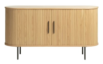 Comodă în culoare naturală joasă cu aspect de lemn de stejar 140×76 cm Nola – Unique Furniture