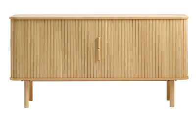Comodă joasă cu aspect de lemn de stejar cu ușă glisantă 76×160 cm Cavo – Unique Furniture