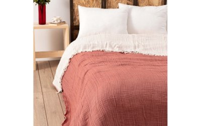 Cuvertură cărămizie din muselină pentru pat dublu 230×250 cm – Mijolnir