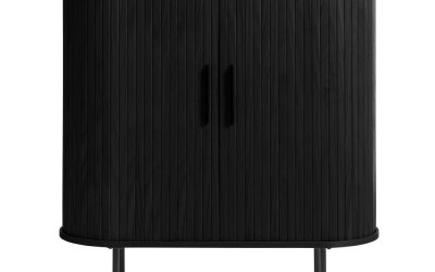Dulap negru cu aspect de lemn de stejar 100×118 cm Nola – Unique Furniture