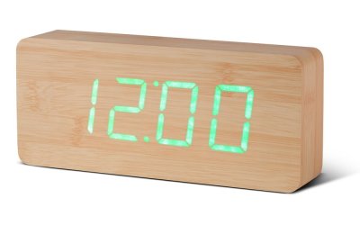 Ceas deșteptător cu LED Gingko Slab Click Clock, maro – verde