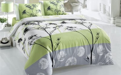 Lenjerie de pat cu cearșaf pentru pat dublu Blezza Green, 220 x 200 cm, verde