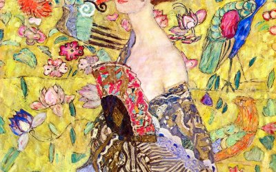 Reproducere pe pânză după Gustav Klimt – Lady With Fan, 50 x 50 cm