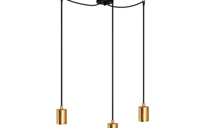 Lustră cu 3 cabluri Bulb Attack Cero, negru – auriu