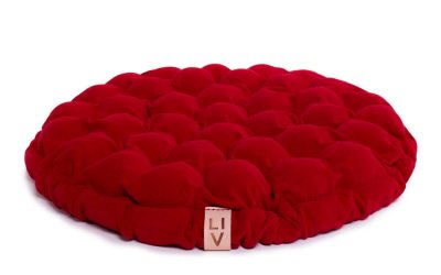 Pernă relaxare cu bile de masaj Linda Vrňáková Bloom, Ø 65 cm, roșu închis