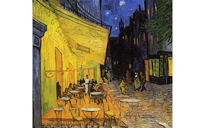 Reproducere pe pânză după Vincent van Gogh – Cafe Terrace, 40 x 30 cm