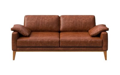 Canapea din piele MESONICA Musso, roșu – maro, 173 cm