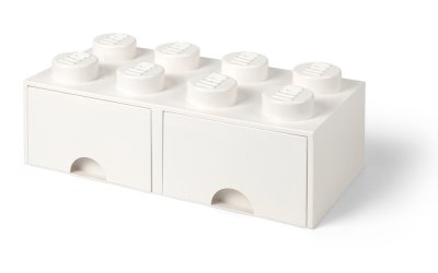 Cutie depozitare cu 2 sertare LEGO®, alb – bej