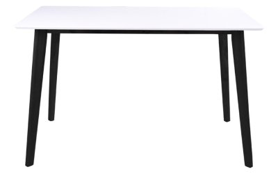 Masă dining cu structură neagră loomi.design Vojens, 120 x 70 cm, alb