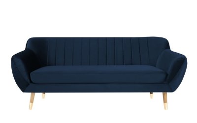 Canapea cu tapițerie din catifea Mazzini Sofas Benito, albastru închis, 188 cm