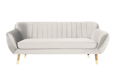 Canapea cu tapițerie din catifea Mazzini Sofas Benito, crem, 188 cm