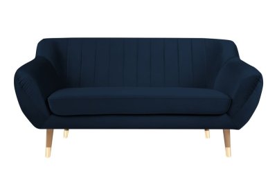 Canapea cu tapițerie din catifea Mazzini Sofas Benito, albastru închis, 158 cm