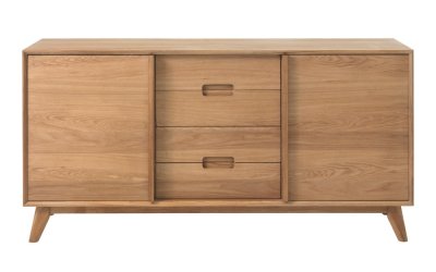 Comodă din lemn de stejar alb Unique Furniture Rho