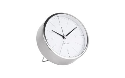 Ceas alarmă Karlsson Normann, Ø 10 cm, alb – gri