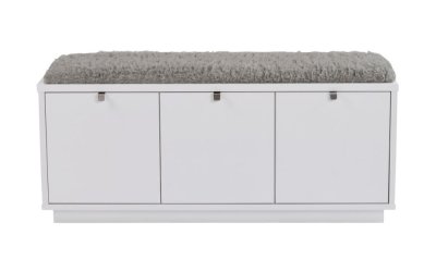 Bancă cu spațiu de depozitare și șezut gri Rowico Confetti, lățime 106 cm, alb