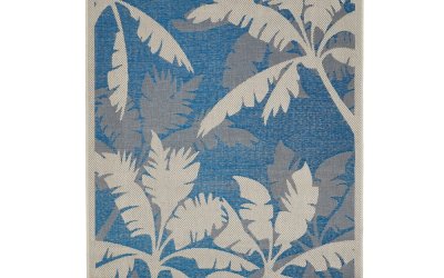 Covor adecvat pentru exterior Floorita Palms Blue, 135 x 190 cm, gri – albastru