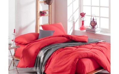 Lenjerie de pat cu cearșaf Basso Rojo, 200 x 220 cm, roșu