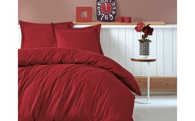 Lenjerie de pat cu cearșaf Stripe, 200 x 220 cm, roșu