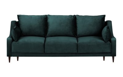 Canapea extensibilă cu husă din catifea și spațiu de depozitare Mazzini Sofas Freesia, 215 cm, albastru verde