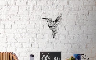 Decorațiune din metal pentru perete Hummingbird, 49 x 43 cm