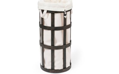 Coș de rufe din lemn cu sac alb Wireworks Cage, negru