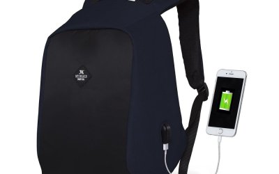 Rucsac cu port USB My Valice SECRET Smart Bag, albastru închis-negru
