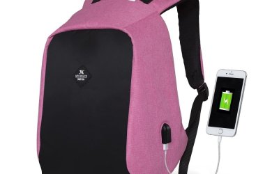 Rucsac cu port USB My Valice SECRET Smart Bag, negru-roz