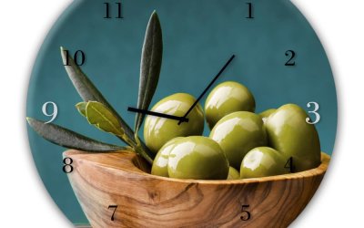 Ceas de perete Styler Glassclock Olives, ⌀ 30 cm