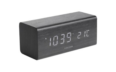 Ceas alarmă cu aspect de lemn Karlsson Block, 16 x 7,2 cm, negru