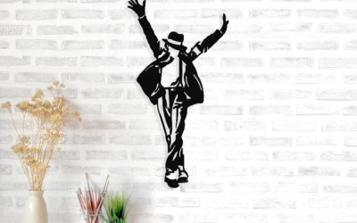 Decorațiune metalică de perete Michael Jackson, 36 x 69 cm, negru