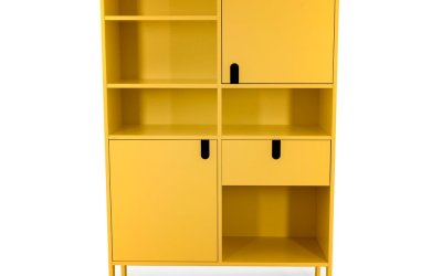 Bibliotecă Tenzo Uno, înălțime 176 cm, galben