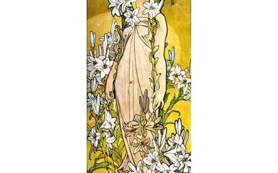 Reproducere tablou Alfons Mucha – The Flowers Lily, 30 x 80 cm