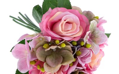 Buchet decorativ artificial de hortensie și trandafir Dakls Rosa