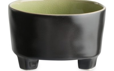 Bol cu piciorușe din gresie ceramică Costa Nova Riviera, ⌀ 14 cm, negru-verde