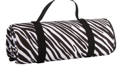 Pătură de picnic Navigate Zebra Stripes, 150 x 140 cm, alb – negru