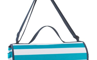 Pătură de picnic în dungi Navigate Aqua, 140 x 135 cm