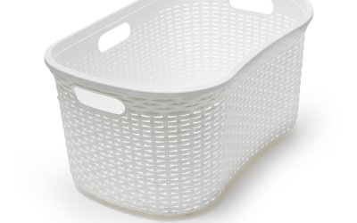 Coș de rufe Addis Rattan Laundry Basket Calico, alb – crem