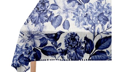 Față de masă Linen Couture Blue Birds, 140 x 140 cm