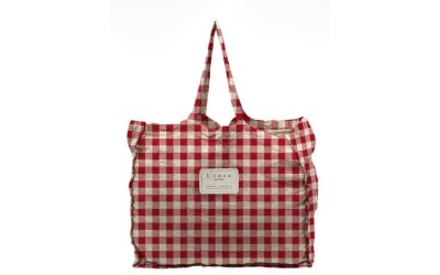 Geantă textilă Linen Couture Linen Bag Red Vichy