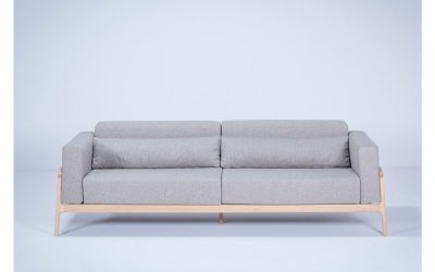 Canapea cu structură din lemn de stejar Gazzda Fawn Plus, 240 cm, gri